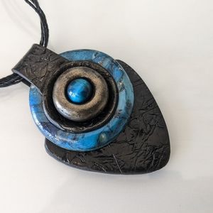 Necklace pendant in Boho style with Blue tiger eye gemstone